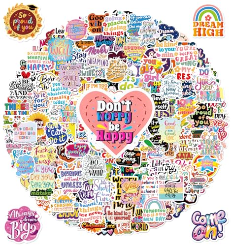206Pcs Positive Motivational Words Stickers, Aesthetic Sticker Vinyl Sticker for Water Bottles Waterproof Laptops Journals Inspirational Affirmation Sticker for Adult Teen Kid Classroom Prizes