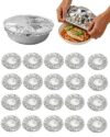 20 Pcs Aluminum Foil Food Covers, Heat Retaining Cover with Elastic Edges for Sandwiches, BBQ, Storing Food, Vegetables, Fruits & Baking (Silver-20Pcs)