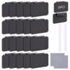 20 Pcs Basket Labels Clip On for Storage Bins, Pantry Organization with2 Markers and 2 Wipe Cloths Reusable Clip on Chalkboard Basket Tags for Pantry Storage Kitchen