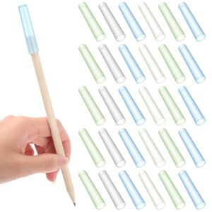 20Pcs Chewable Clear Pencil Toppers, Pencil Toppers for Kids, Chewing Straws for Sensory for Focus and Classroom Use