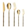 20 Pcs Gold Flatware Set with Wood Handle, 304 Stainless Steel Utensil Set, Mirror Polished Dinnerware Set, Include Dinner Knives Forks Spoons, Service for 4, for Home Dining