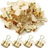20pcs Gold Metal Dovetail Clip Ticket Collection Office Accessories Paper Clips Metal Golden Binder