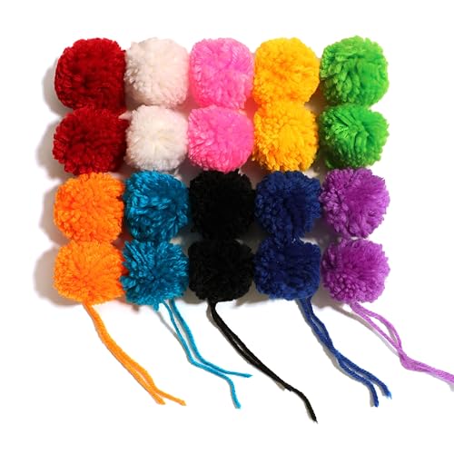 20 Pcs Large Yarn Pom Poms-2 Inch Made to Order Acrylic Yarn Balls for Hats Or Party Decorations-DIY Craft Pompoms (Mixed, 2ich)