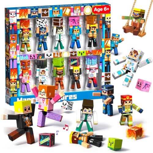 20 Pcs Magnetic People Figures Pretend Playset, Articulated Rotatable Magnet People, Kids Community Helpers STEM Building Toys Compatible with Magnetic Blocks & Tiles, Gift for Boys Girls Ages 6+