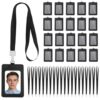 20 Pcs PU Leather Vertical ID Card Holder with Polyester Lanyard, 2.83 x 4.29 in Name Tag Sleeve, Access Control Badge Case for Office and Business Settings, Quick Scan