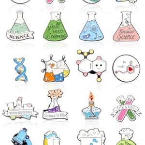 20 Pcs Science Party Favors Enamel Pins Back to School Gifts Science Theme Cute Cartoon Lapel Pin Scientist Laboratory Pins for Badges Chemistry Bag Backpack Party Gifts