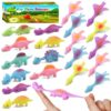 20 Pcs Slingshot Dinosaur Finger Toys, Flying Dinosaur Party Favors for Kids, Sticky Rubber Dino Fidget Toys, Funny Gag Gifts Treasure Box Classroom Prizes for Boys Girls