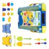 20 Piece Beach Sand Toys Set Portable Travel Beach Toys with Bucket, Carry Handle, Shovels, Watering Can and Sand Shapes Sandbox