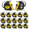 20 Pieces Tape Measure 12 ft Retractable Measuring Tape Bulk with Fractions Marked Easy Read Yellow Measuring Tape Bulk Set for Engineer Contractors, Autowind and Lock