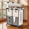 225L Laundry Basket with Wheels, Rolling Laundry Hamper with Cloth Cover, Laundry Cart with Metal Frame & Removable Bag, Large Dirty Clothes Hampers for Bedroom Aesthetic Laundry Room Bathroom, White