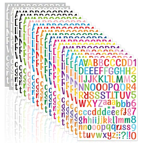 2268 Alphabet Stickers 18 Sheets Alphabet Stickers Vinyl Self-Adhesive Number Alphabet Vinyl Stickers, Mailbox Numbers Labels DIY Crafts Art Making, Decals for Sign,Notebook, Classroom Decor
