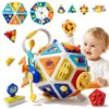 22 in 1 Toddler Busy Board Activity Cube Toys, Montessori Sensory Toy & Travel Learning for Toddlers, Early Education Activity Toy and Fine Motor Skills Development Toys for 1-3 Years Old Boys & Girls