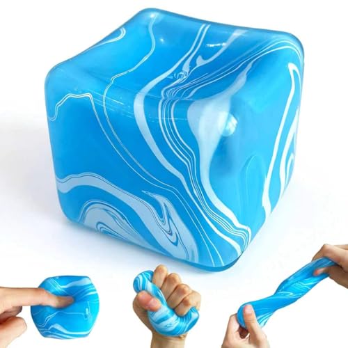 2.2 Inch Slow Rise Fidget Toys,Squishies Ice Cube Shape, Sensory Toy for Kids, Stress Relief Squeeze Balls, Easter Basket Stuffers for Boys Girl(Blue)