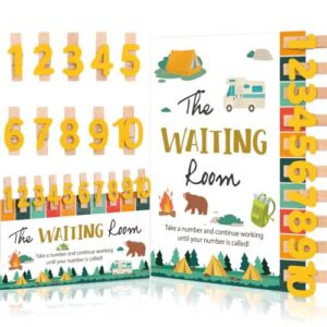 22 Pcs Camping Hiking Classroom Management Waiting Room Clip Chart Waiting Room Poster Wooden Number Clip for Student Queue Management Teacher Behavior Visual Aid Classroom Must Haves Back to School