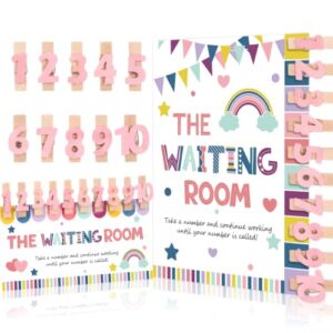 22 Pcs Happy Day Colorful Classroom Management Waiting Room Clip Chart Waiting Room Poster with Wooden Number Clip for Student Queue Management Teacher Behavior Classroom Must Haves Back to School
