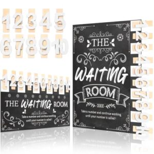 22 Pcs Vintage Chalkboard Farmhouse Classroom Management Waiting Room Clip Chart Waiting Room Poster with Wooden Number Clip for Student Queue Management Teacher Behavior Visual Aid Back to School