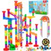 247Pcs Marble Run with Motorized Elevator, Construction Building Blocks Toys with 30 Glass Marbles and 30 Glow in The Dark Marbles, STEM Gifts for Boys and Girls