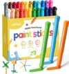 24 Colors Silky Twistable Crayons, Washable Crayons for Kids Ages 4-8, Non-Toxic, Quick-Dry Paint Sticks with Interlocking Caps for Creative Building, Works Great on Paper, Wood, Canvas