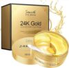 24K Gold Anti-Wrinkle Eye Mask, Collagen Under Eye Patches for Dark Circles, Puffy Eyes, Fine Lines, 60 Pieces, Natural Plant Extract, Gel Form