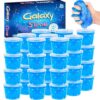 24 Pack Blue Galaxy Slime, Slime Bulk Party Favor for Girls & Boys, Clear Container Jars Galaxy Star Slime Cup, Soft, Wet, Non Sticky, Birthday Gifts, Classroom Rewards for Kids, Goodie Bag Stuffers