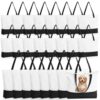 24 Pack Canvas Tote Bags with Zipper, HWJH Blank Reusable Grocery Bags, Widened Washable Bag with Inner Pocket, Shopping Travel Large Tote Bag for DIY Heat Transfer, Christmas Craft Gift (Black/White)