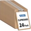 24 Pack Clipboards Bulk, Clip Boards 8.5x11 Standard Letter Size, Clipboards for Classroom, Wooden Clipboard, Hardboard Office Clipboard, Classroom Supplies