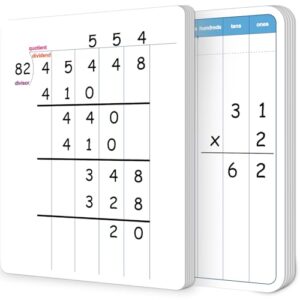 24 Pack Dry Erase Long Division Whiteboard for Kids Teaching Multiplication Double-Sided Cardboard Board Division Chart Portable Math Manipulatives Thickened Whiteboard Educational Tools 12" x 9"