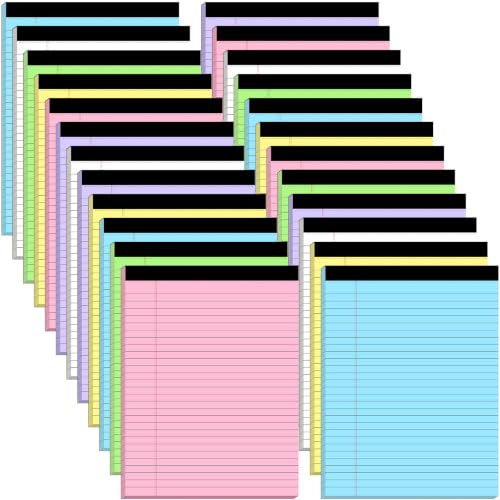24 Pack Legal Pads 8.5 x 11 College Ruled, Colored Note Pads Notepad 8.5 x 11 Writing Pads, Lined Paper Pads Wide Ruled Legal Pad Notebook Paper for Home School & Office Supplies, 30 Sheets Per Pad