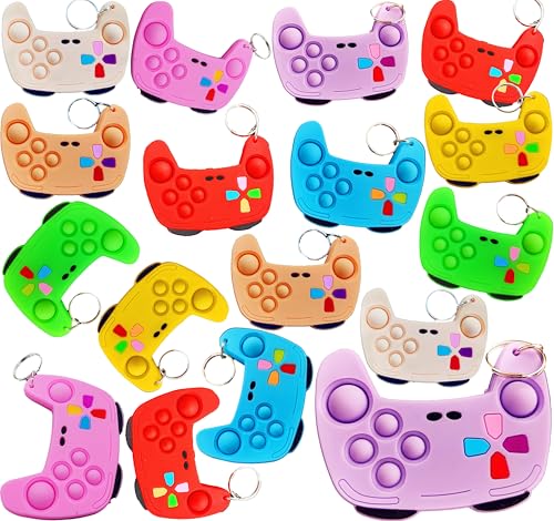 24 Packs Bulk Game Controllers Mini pop Fidget Keychain,Birthday Party Favors Supplies and Classroom Summer Student Prize Gifts