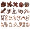 24 Pcs Brain Teaser Puzzles for Adults - Metal & Wooden 3D IQ Test Logic Game, Unlock Interlocking Brain Puzzle Toys for Teens Kids, Smart Educational Desk Toy for Mind Challenges