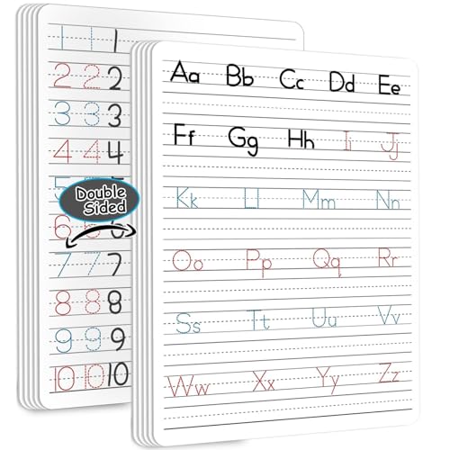 24pcs Dry Erase Board with Lines Handwriting Practice Letter Alphabet Tracing Thickened Whiteboard Must Haves Double Sided Teacher Tool Portable Drawing 12" x 9"