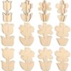 24 Pcs Flower Spring Wood Crafts, Wooden Flower Shaped Ornaments for Painting, DIY Craft Kit for Kids, 3 Patterns, Ideal for Creative Art Activities, Family Fun and Home Display