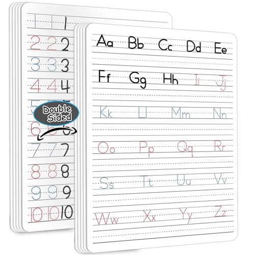 24Pcs Handwriting Practice Double Sided Cardboard for Student ABC Alphabet Tracing Dry Erase Whiteboard Letters Numbers Writing Paper Cardboard for Teacher Teaching Tool Portable Learning 12" x 9"