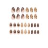 24Pcs Leopard Print Press-On Nails Almond Shape with Gold Flower Decorations, Medium Fake Nails Kit