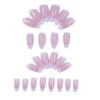 24Pcs Long Almond Shaped French Heart Press On Nails With 1 Jelly Gel And 1 Nail File Manicure Kit(C)