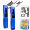 2/4Pcs Portable Binder Clip Stapler with 200 Refill Clips (2, Blue)