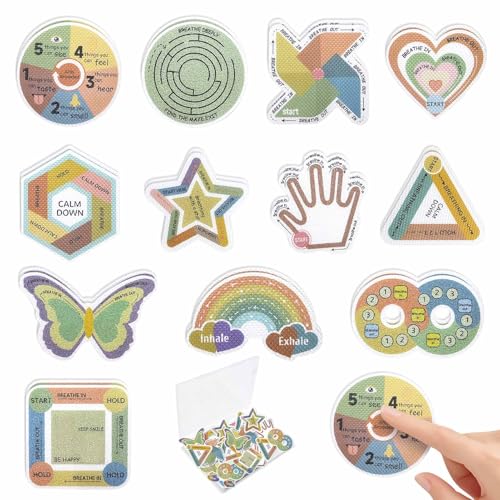 24 Pcs Sensory Stickers with 2 Textured Surfaces - Adhesive Fidget Strips for Anxiety Relief & ADHD Support, Includes Storage Box - for Office,Desk Use by Adults or Teachers