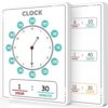 24Pcs Telling Time Teaching Dry Erase Teaching Sheets for Student Double Sided Clocks Practice Cardboard Clock Kids Learning Whiteboard Supplies for Math Manipulatives Teacher Portable Tool 12" x 9"