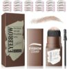 24 Reusable Eyebrow Stencils & Waterproof Brow Stamp Kit, All-Day Smudge-Proof Brow Tint, Simple DIY Brow Shaping Cosmetic Set for Daily Use (Light Brown)