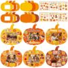 24 Sets Fall Crafts for Kids Thanksgiving DIY Picture Frames Autumn Paper Pumpkin Photo Frame Ornaments for Fall Festival Games Activities Craft Harvest Art Gifts Party Favors Classroom Decorations