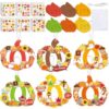 24 Sets Fall Religious Craft Kit Autumn Pumpkin DIY Wreath Crafts Kit with Christian Jesus Maple Leaves Stickers Thanksgiving Hanging Ornament for Halloween Sunday School Church Activities Home Decor