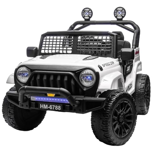 24V 2 Seater Ride On Car,Electric Car for Kids,Ride on Toys,Kids Cars with Parent Remote Control, 3 Speeds Adjustable, Bluetooth, Spring Suspension, AUX Port(White, 24V-2Seater)