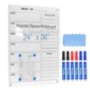 24" x 36" Magnetic Weekly Glass Planner Whiteboard Frameless Ultra-White Dry Erase Calendar for Office or Home Kitchen - Premium Tempered Glass, Vertical Wall-Mounted (6 Markers Included)
