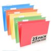 25-Pack Assorted Hanging File Folders,Letter Size with 35 Transparent Label Cards,50 Sticker Labels,1/5-Cut Tabs–Home Office & Filing Cabinets