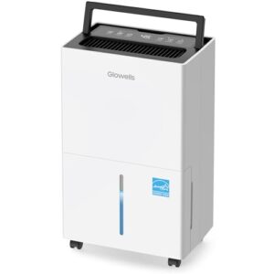 2500 Sq.ft Energy Star Dehumidifier for Home Basement, Glowells 25 Pints Large Room Dehumidifier with Drain Hose & Water Tank 0.58 Gal, Dehumidifiers with Smart Humidity Control, Auto Defrost