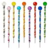 255Pcs Fairy Wand Garden Stake Beads Kits with 225 Large Hole Beads, 12IN Beaded Garden Stakes Kit for Different Holidays, Fairy Garden Accessories Outdoor Kit, Beadable Items (Crystal Ball)