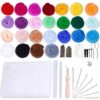 25 Colors 66S Wool Roving Needle Felting Kit with Tools, Soft