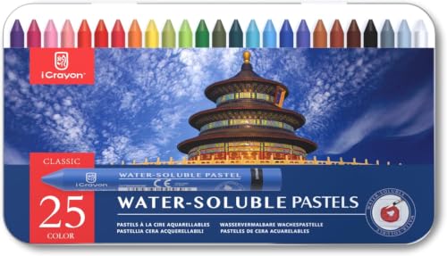 25 Colors Water-Soluble Pastel Crayons Set, Multi-Technique Art Kit with Brush & Palette, Versatile for Watercolor, Oil Pastel & Ink Effects, Easy Blending for Beginners, Sketching & Creative Drawing