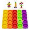 25 PCS Pop Blocks Fidget Toys, Rainbow Bubble Poppers Building Toy for Kids, DIY Silicone Pop it Fidget Blocks for Imaginative Play, Calm Down Corner Supplies