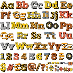 260PCS Construction Bulletin Board Letters Set Construction Theme Classroom Decoration Truck Tool Road Upper and Lowercase Alphabet Number and Punctuation Cutouts for Back to School Office Home Decor